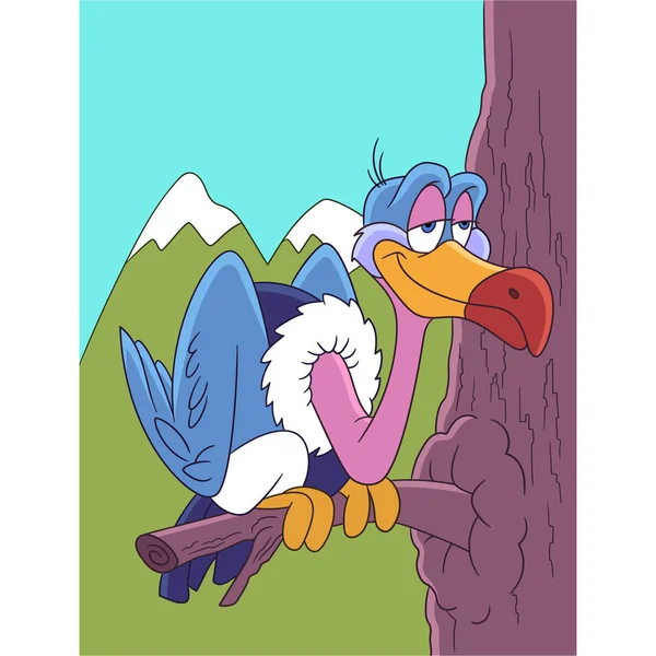 Dessin animé vautour oiseau — Image vectorielle