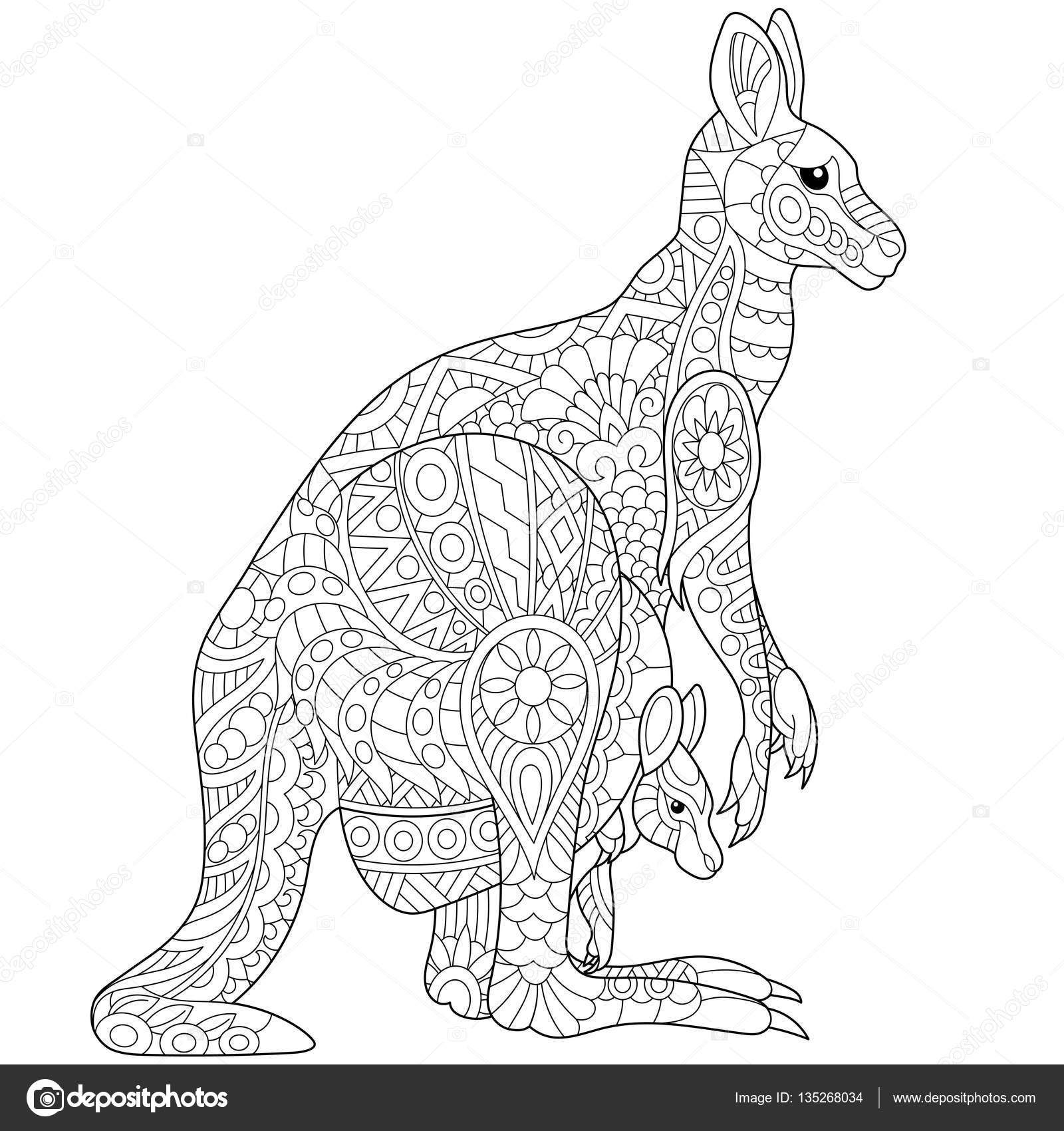 Zentangle stylized kangaroo — Stock Vector © Sybirko ...