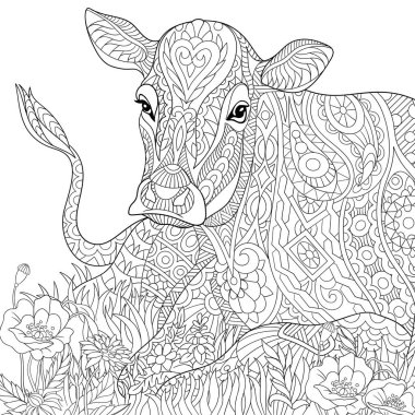 Zentangle stilize inek
