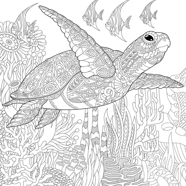 Tortuga estilizada Zentangle — Vector de stock