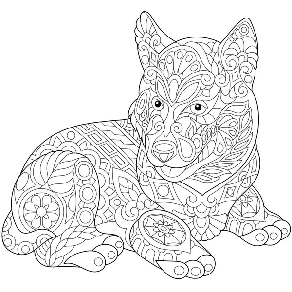 Zentangle stylizované husky — Stockový vektor