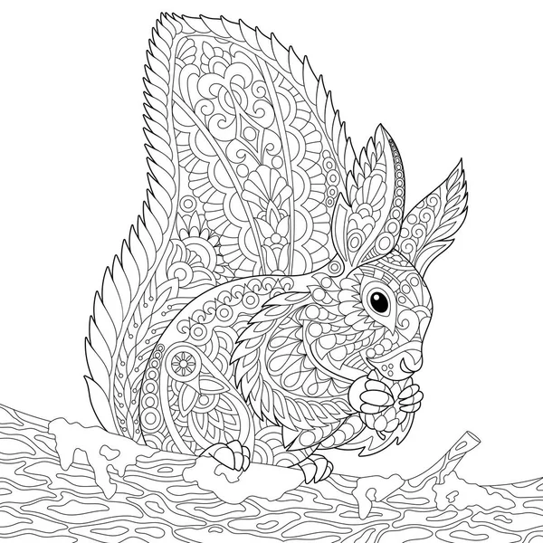 Zentangle 程式化的松鼠 — 图库矢量图片