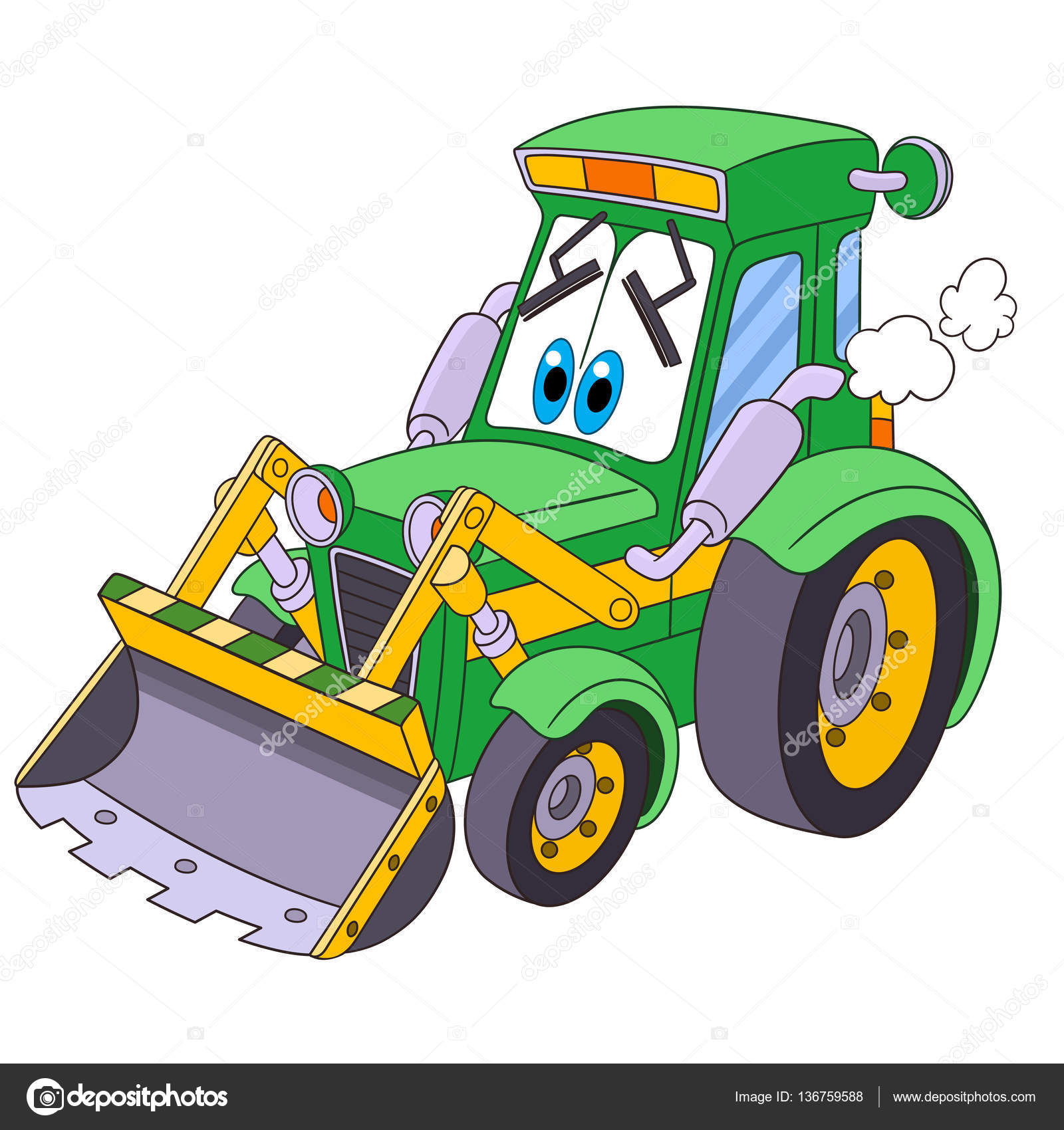 Trator de desenhos animados bulldozer imagem vetorial de Sybirko© 136759588