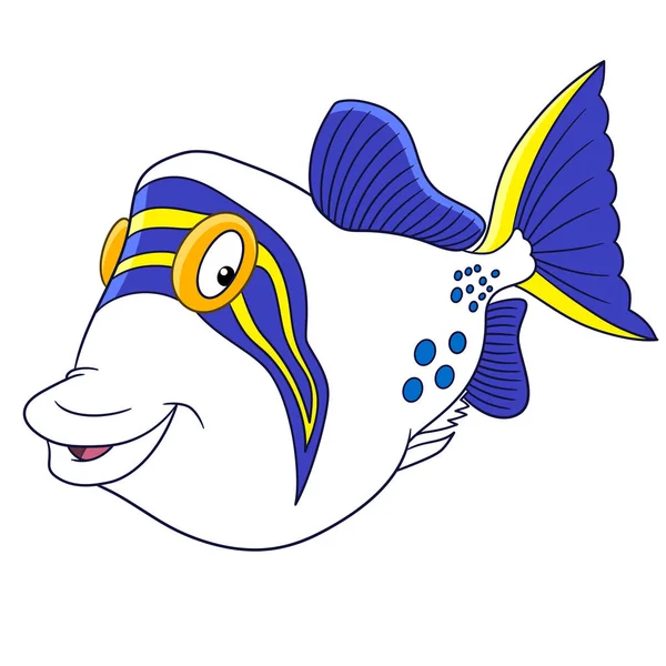 漫画モンガラカワハギ魚 — ストックベクタ