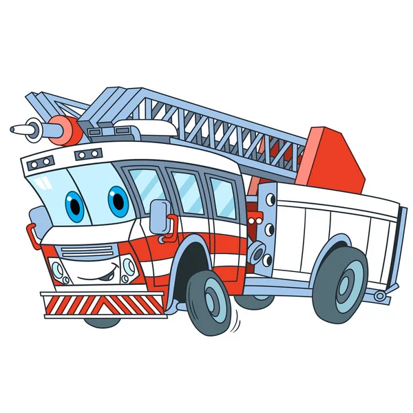 Camion de pompiers dessin animé — Image vectorielle