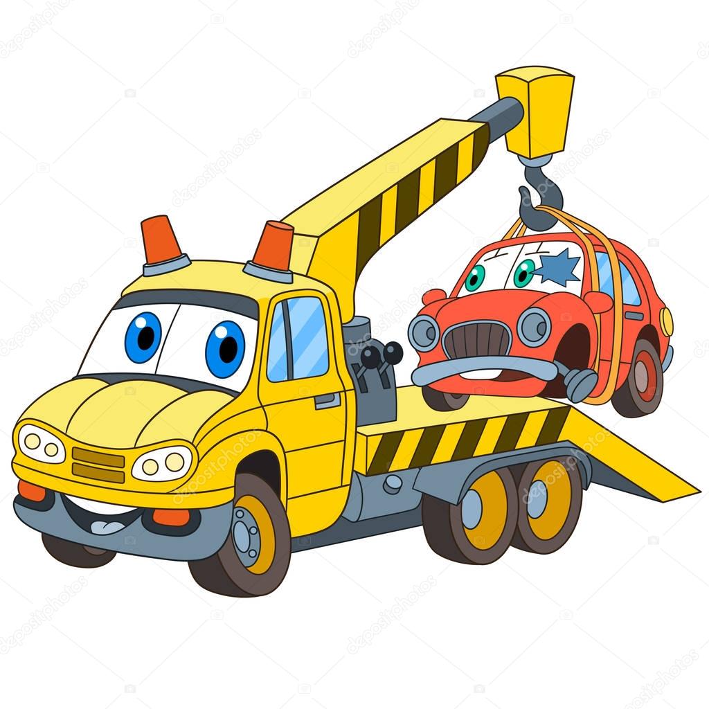 évacuateur de camion de remorquage dessin animé — Image ... évacuateur de camion de remorquage dessin animé — Image ...