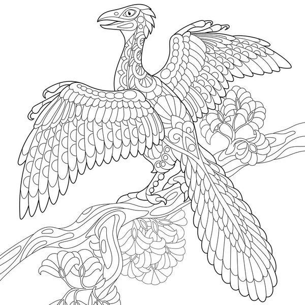 Zentangle archeopteryx 恐龙 — 图库矢量图片