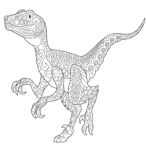 Zentangle a velociraptor dinoszaurusz — Stock Vector