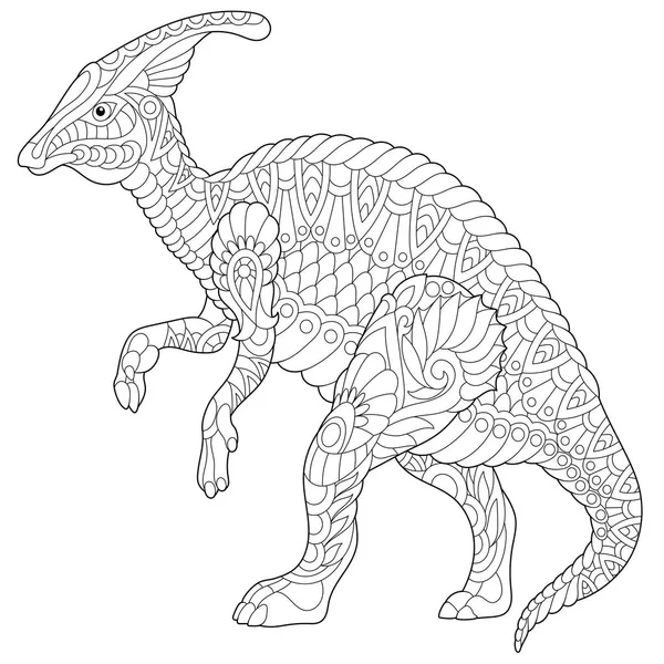 Dinosaurio hadrosáurido zentangle — Vector de stock