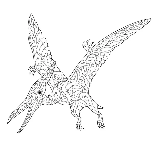 Zentangle pterodactyl dinosaurus — Stockvector