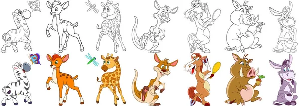 Desenhos animados conjunto animais — Vetor de Stock