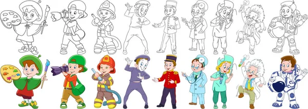 cartoon professions set