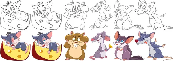 Ratones de dibujos animados conjunto — Archivo Imágenes Vectoriales