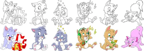 Set di gatti dei cartoni animati — Vettoriale Stock