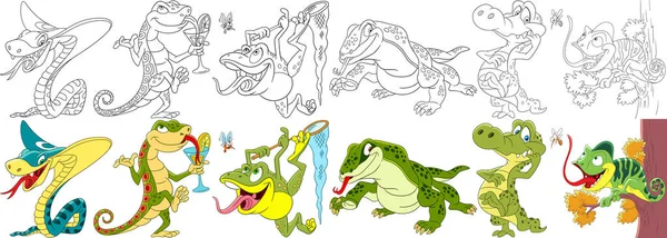 Jeu de reptiles dessin animé — Image vectorielle