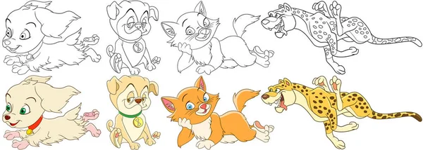 Set di cani e gatti dei cartoni animati — Vettoriale Stock