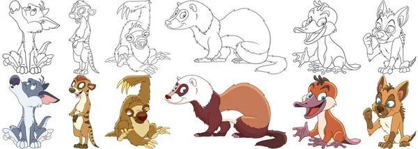 Dibujos animados animales salvajes conjunto — Vector de stock