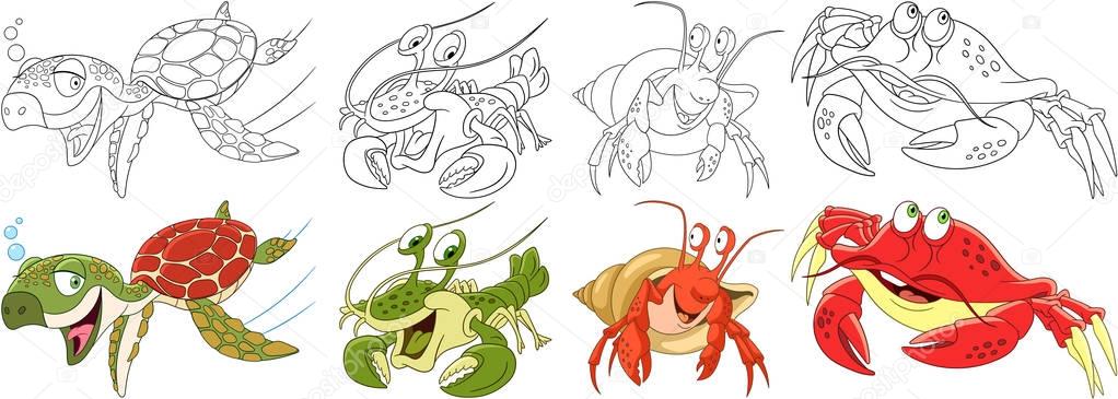 Cartoon arthropod animals set — Stock Illustration Cartoon arthropod animals set Vector Graphics
