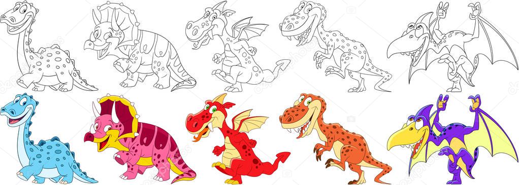 cartoon dinosaurs set