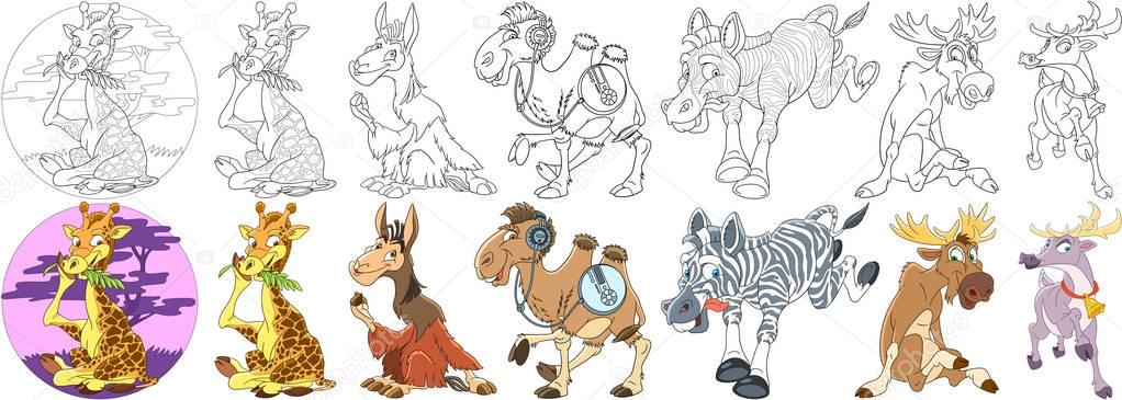 cartoon african animals set