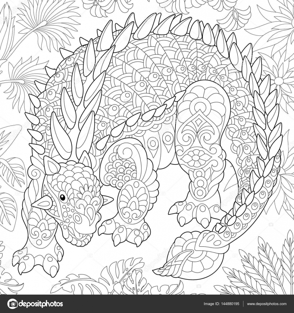 Desenho de Dinossauro Anquilossauro para colorir