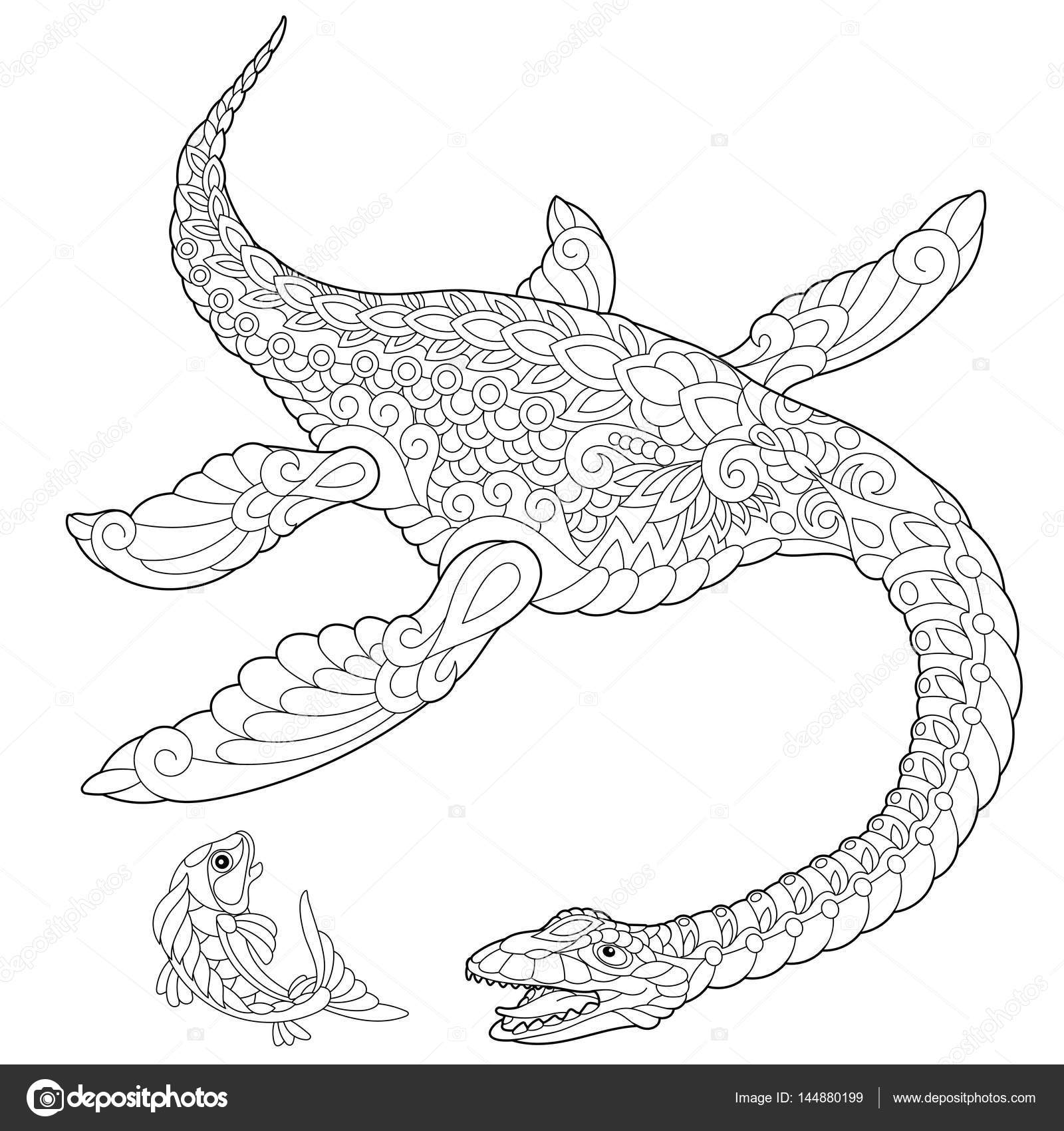 Download Zentangle plesiosaurus dinosaurio Imagen Vectorial de © Sybirko #144880199 | Depositphotos