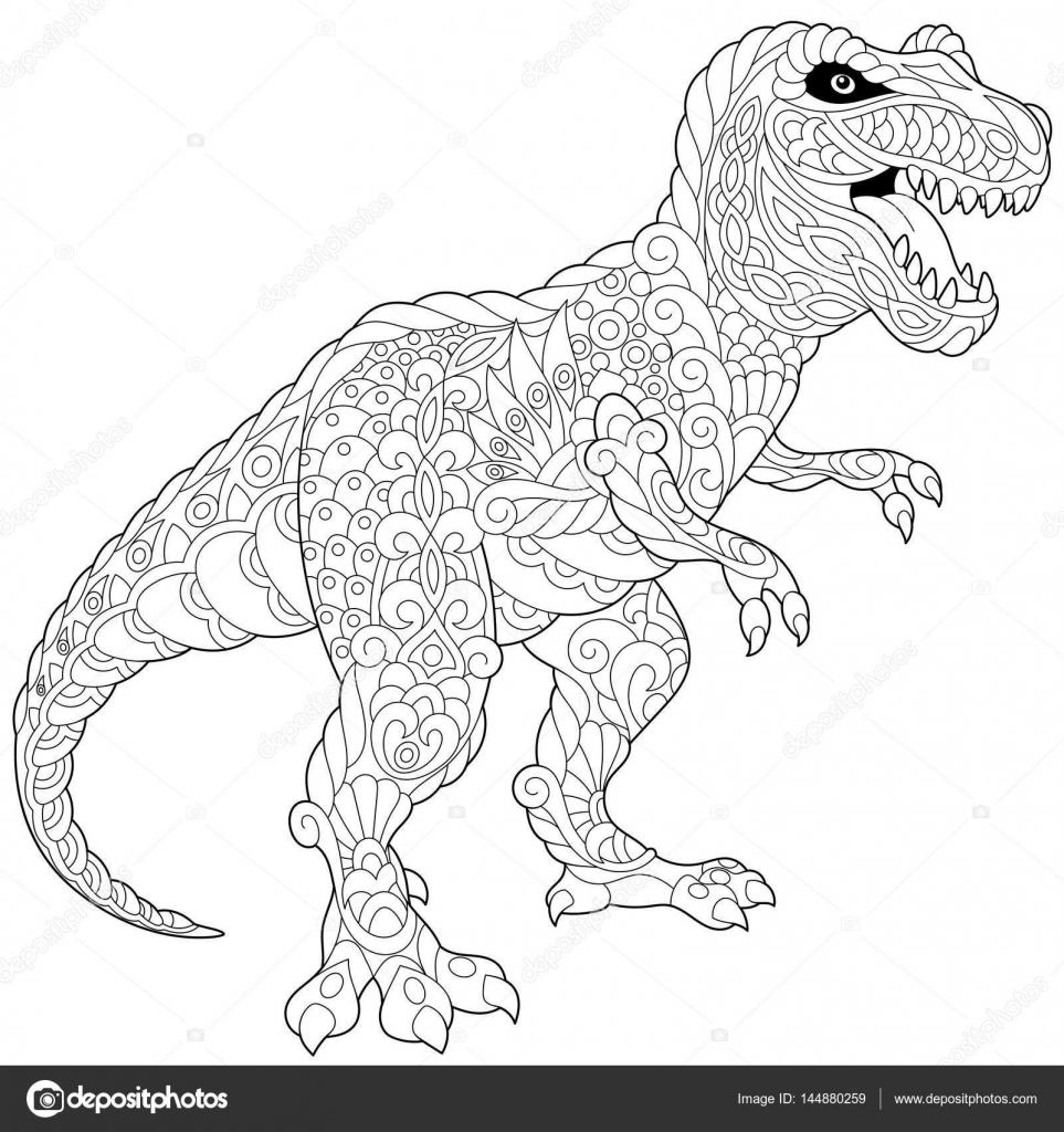 Desenho Para Colorir luta entre t-rex e estegossauro - Imagens