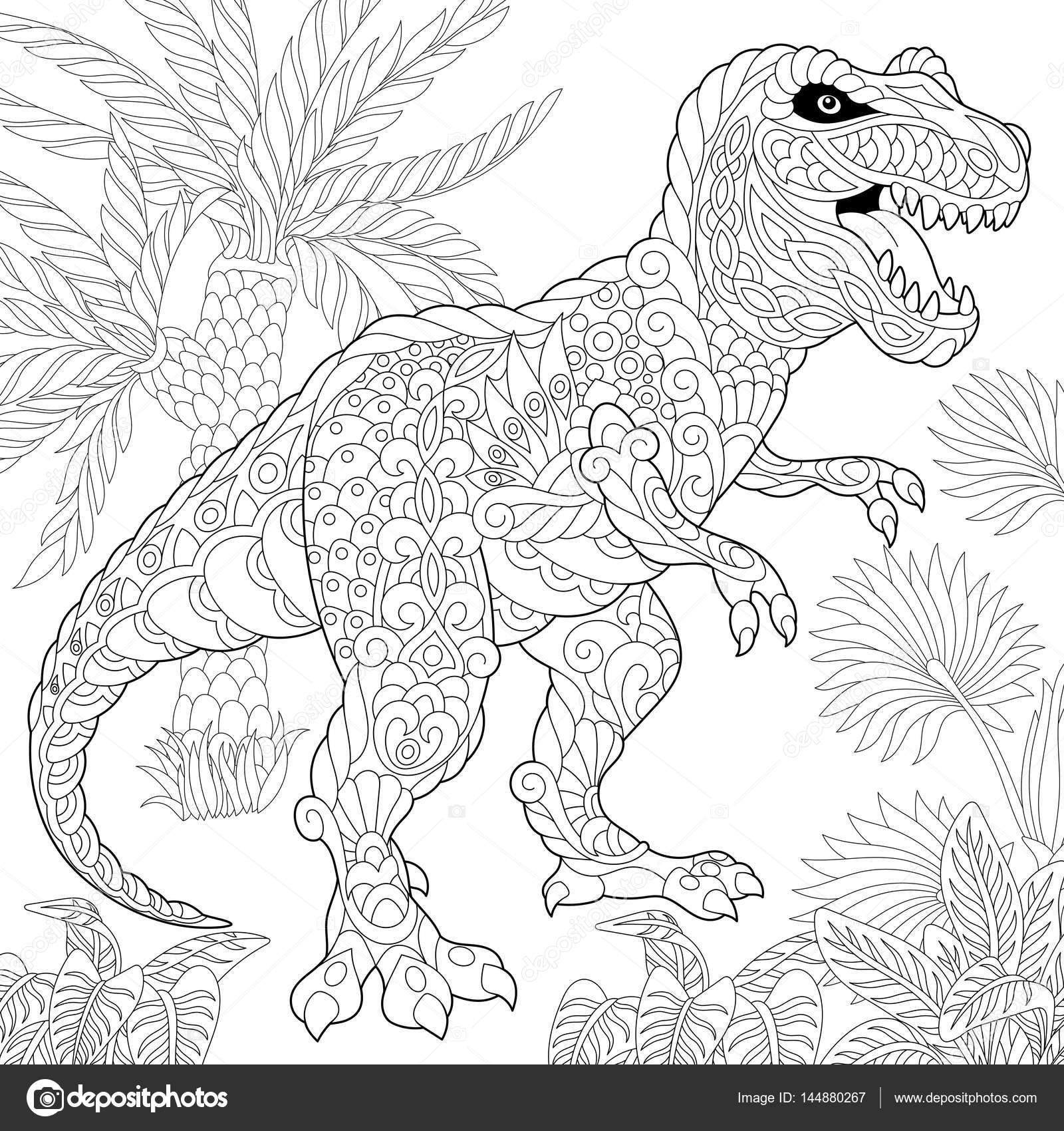 Desenhos para colorir de dinossauro tiranossauro período jurássico