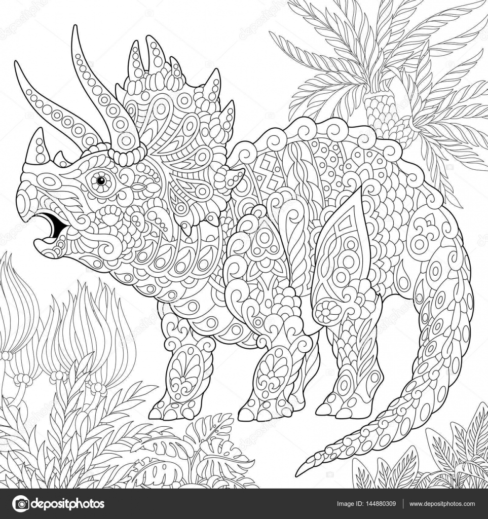 Desenho de Estiracossauro. dinossauro do período Cretáceo para colorir