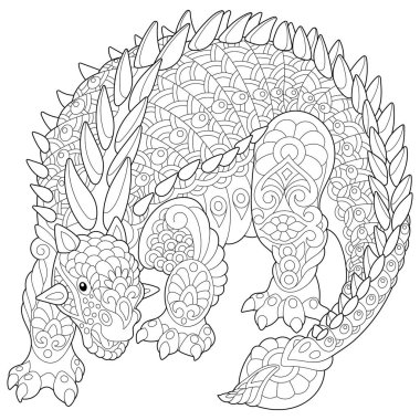 zentangle ankylosaurus dinozor