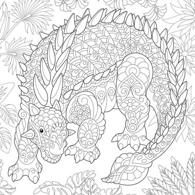 zentangle ankylosaurus dinozor