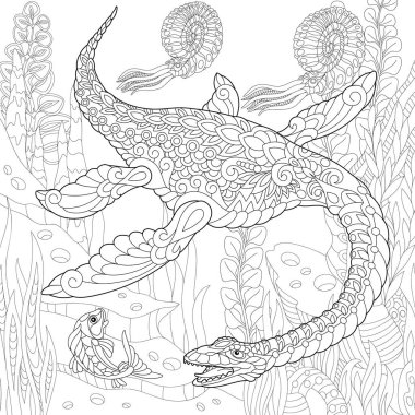 zentangle plesiosaurus dinosaur