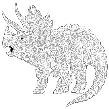 zentangle triceratops dinozor