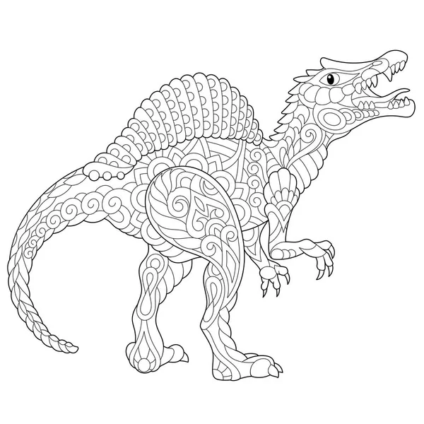 Dinosaurio zentangle spinosaurus — Archivo Imágenes Vectoriales