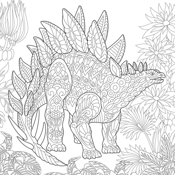 Zentangle stegosaurus dinosaur — Stock Vector