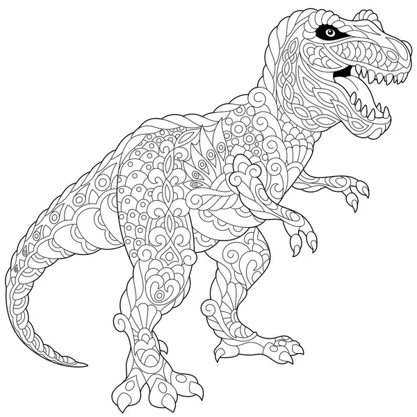 Dinosaurio tiranosaurio zentangle — Vector de stock