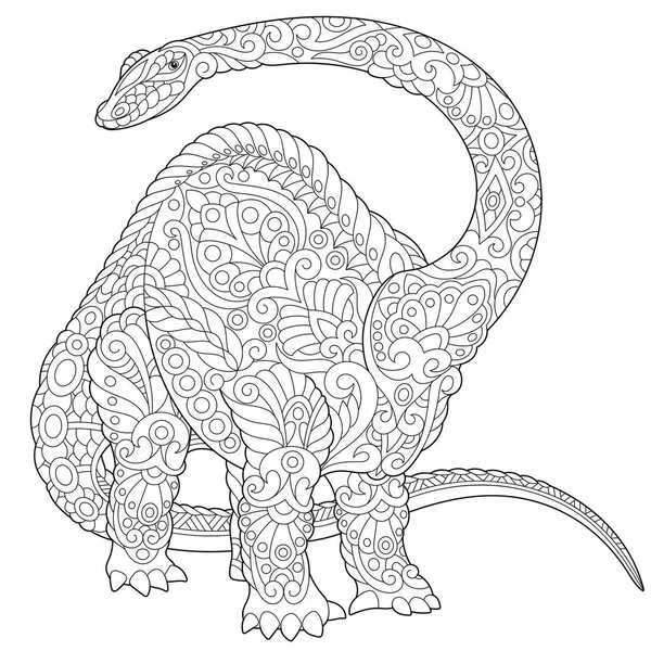 Zentangle brontosaurus dinosaur — стоковый вектор