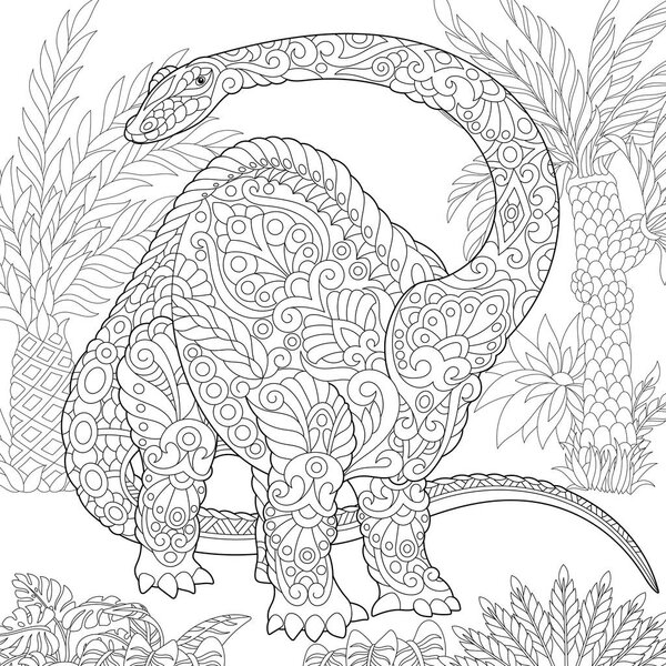 zentangle brontosaurus dinosaur