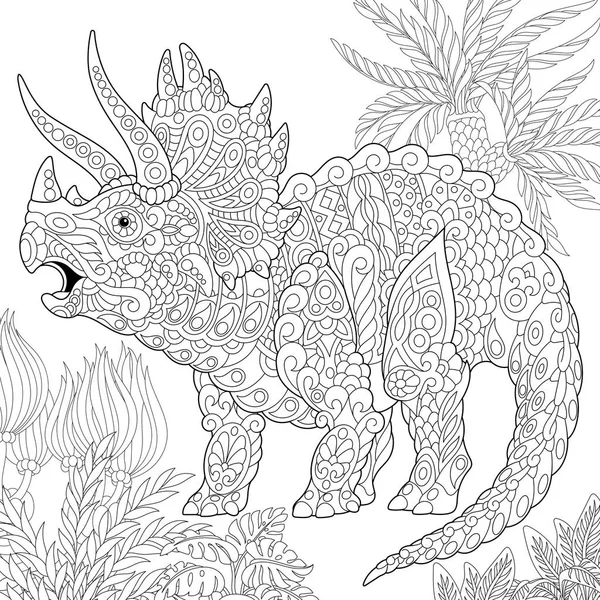 Zentangle triceratops dinosaurio — Vector de stock