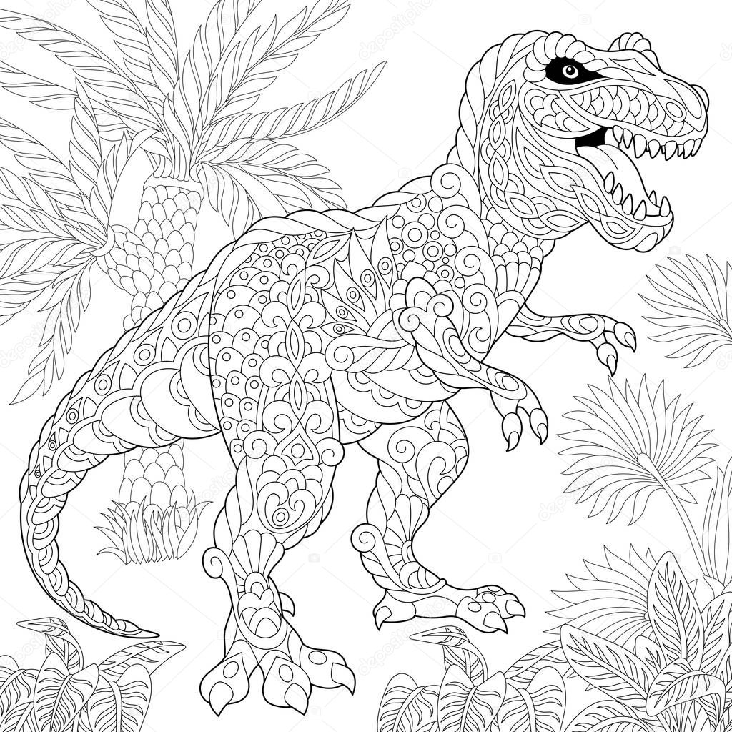 Dinossauro tiranossauro zentangle imagem vetorial de Sybirko© 144880259