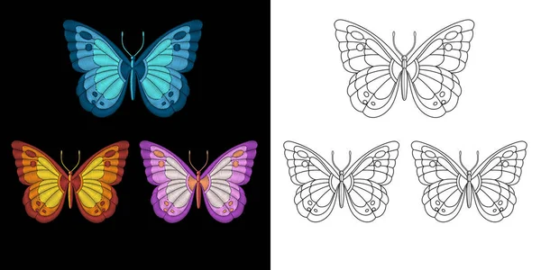 Broderie papillon design — Image vectorielle