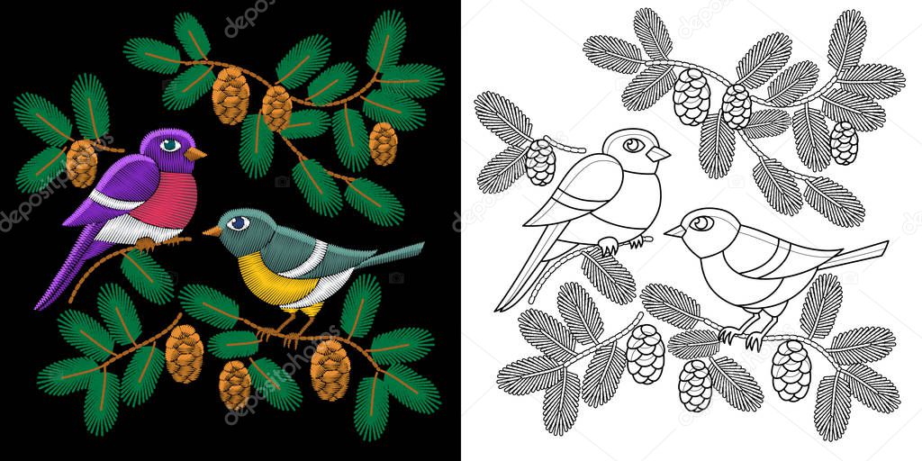 embroidery birds design