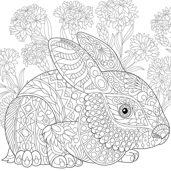 Zentangle coelho de Páscoa estilizado — Vetor de Stock