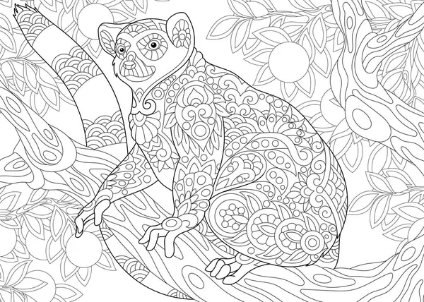 Zentangle stylizované lemur — Stockový vektor