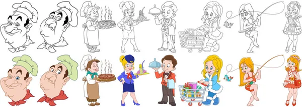 Conjunto de profesiones culinarias de dibujos animados — Vector de stock