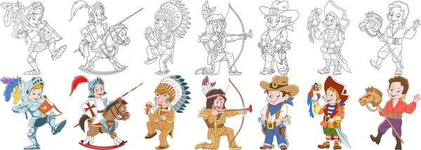 Conjunto de trajes de carnaval de dibujos animados — Archivo Imágenes Vectoriales