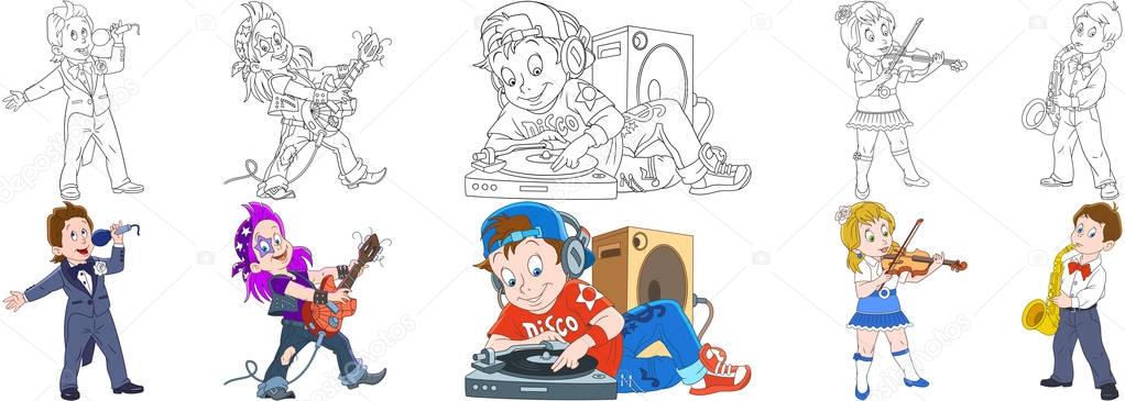 cartoon musical professions set