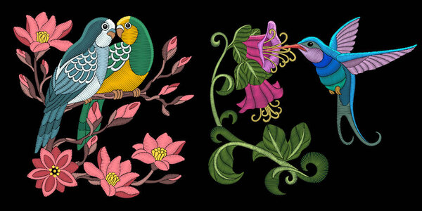 embroidery birds design