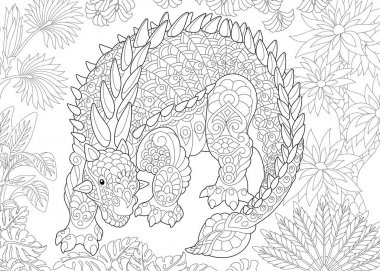 zentangle ankylosaurus dinozor