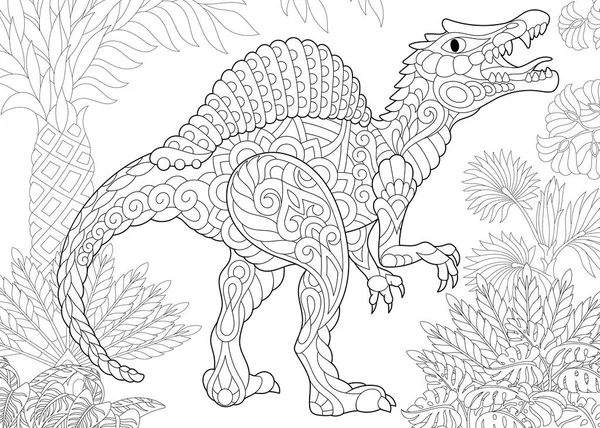 Zentangle spinosaurus dinosaur — Stock Vector
